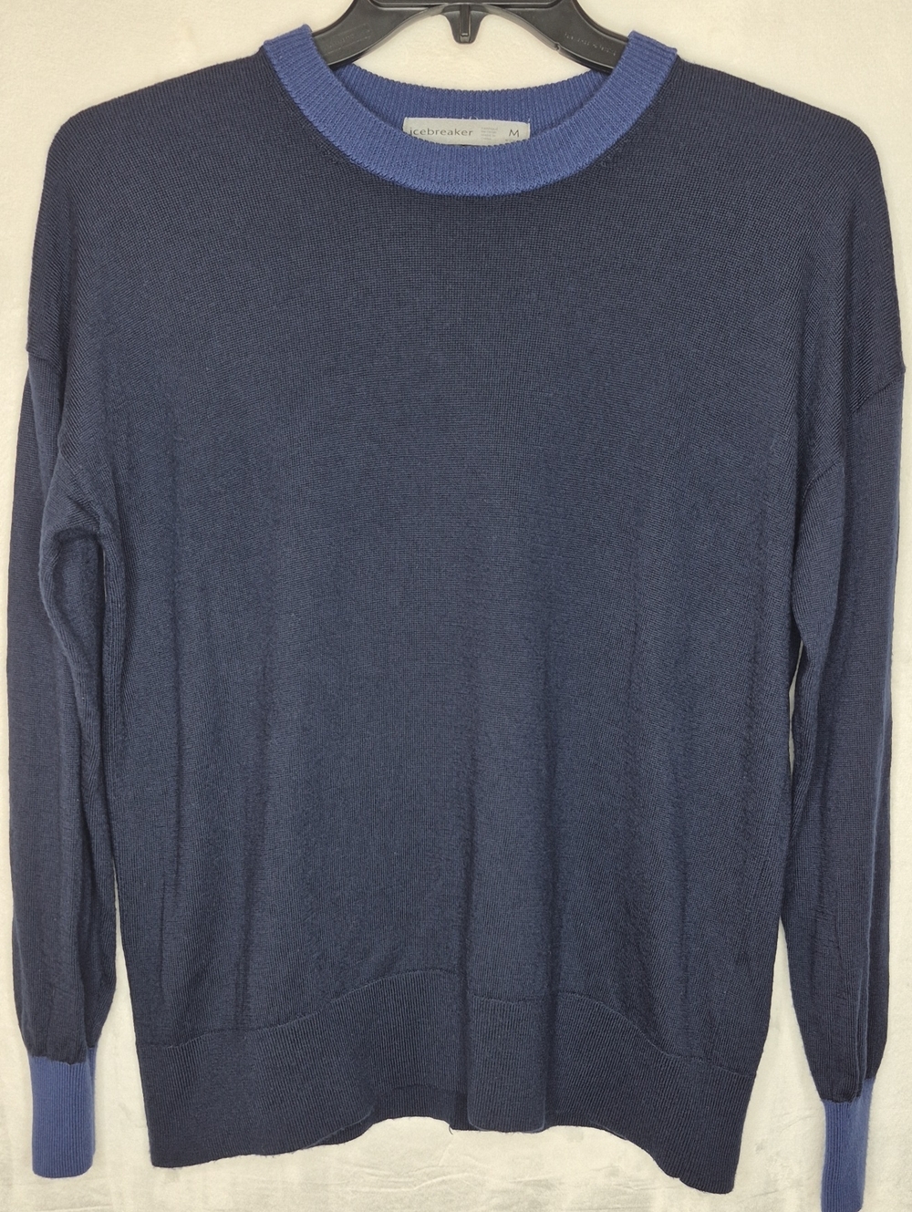 Icebreaker Merino Wool Colorblock Crewneck Sweater Navy Blue M
